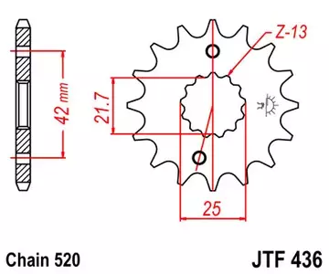 Främre kedjehjul JT JTF436.14, 14z storlek 520 - JTF436.14