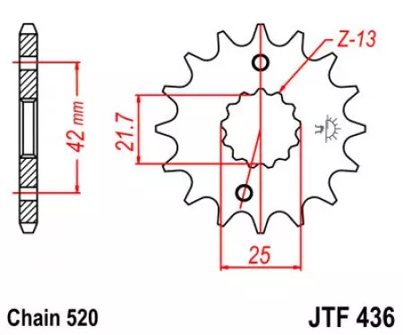 Predné reťazové koleso JT JTF436.14, 14z veľkosť 520-2