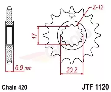 Roda dentada dianteira JT JTF1120.15, 15z tamanho 420 - JTF1120.15