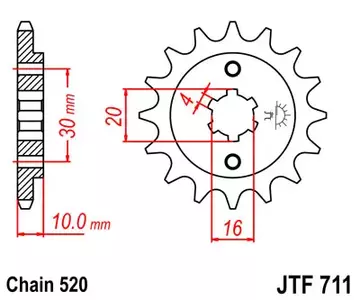 Eturattaat JT JTF711.14, 14z, koko 520