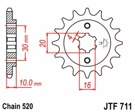 Μπροστινό γρανάζι JT JTF711.14, 14z μέγεθος 520-2