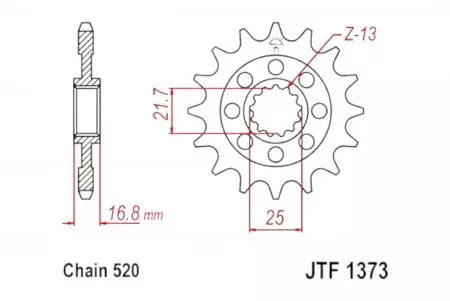 Forreste tandhjul JT JTF1373.17, 17z størrelse 520 - JTF1373.17