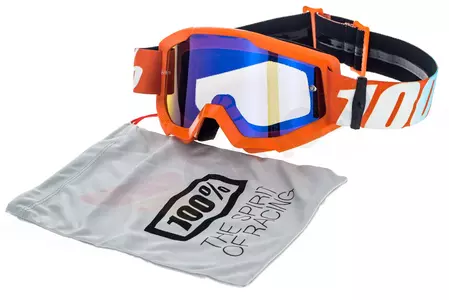 100% Schutzbrille für Mountainbiking Motocross Skifahren Modell Strata Orange blaue verspiegelte Gläser-12
