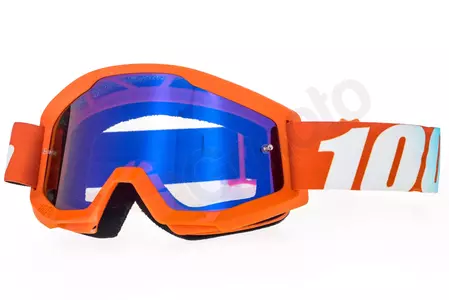 100% Schutzbrille für Mountainbiking Motocross Skifahren Modell Strata Orange blaue verspiegelte Gläser-1