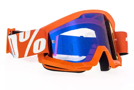 100% Schutzbrille für Mountainbiking Motocross Skifahren Modell Strata Orange blaue verspiegelte Gläser-3