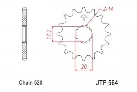 Voortandwiel JT JTF564.15, 15z maat 520-1