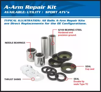 A-Arms onderste draagarm reparatieset All Balls-2