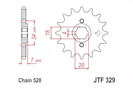 Roda dentada dianteira JT JTF329.16, 16z tamanho 520 - JTF329.16