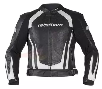 Rebelhorn Piston II chaqueta de moto de cuero blanco y negro 48-8
