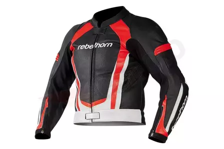 Rebelhorn Piston II chaqueta de moto de cuero negro, blanco y rojo 46-1