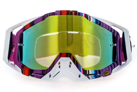 Motociklističke naočale 100% Racecraft Glitch Boja Bijela/ljubičasta leća Zlatno ogledalo-2
