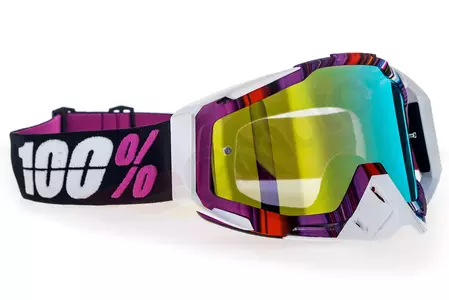 Gafas de moto 100% Porcentaje Racecraft Glitch color blanco/morado dorado cristal de espejo-3