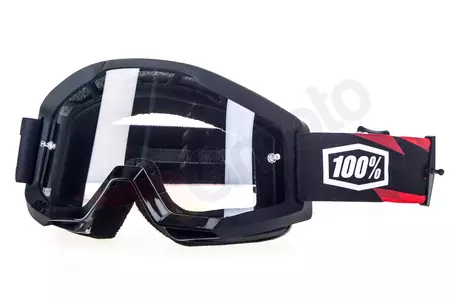 Motorrad Cross Brille Goggle 100% Prozent Strata Slash schwarz/rot klar - 50400-076-02