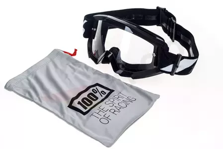 Gafas de moto 100% Percent modelo Strata Goliath color negro/blanco cristal transparente Anti-Fog-11