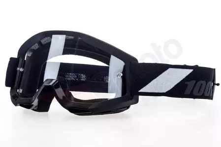 Gafas de moto 100% Percent modelo Strata Goliath color negro/blanco cristal transparente Anti-Fog-1