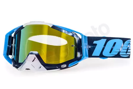 Gafas de moto 100% Porcentaje Racecraft Tiedye color azul/blanco dorado cristal espejo-1