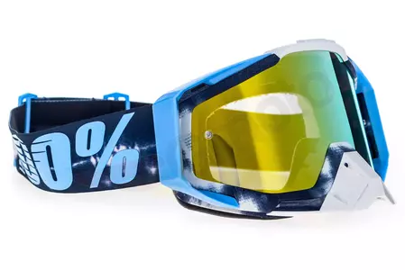 Gafas de moto 100% Porcentaje Racecraft Tiedye color azul/blanco dorado cristal espejo-3