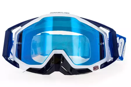 Gafas de moto 100% Porcentaje Racecraft Azul Cobalto color azul blanco cristal azul espejo-2