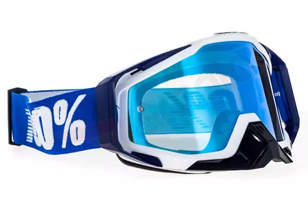 Gafas de moto 100% Porcentaje Racecraft Azul Cobalto color azul blanco cristal azul espejo-3