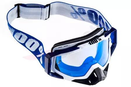 Gafas de moto 100% Porcentaje Racecraft Azul Cobalto color azul blanco cristal azul espejo-7