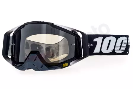 Gafas de moto 100% Porcentaje Racecraft Abyss color negro cristal negro espejo plata - 50110-001-02
