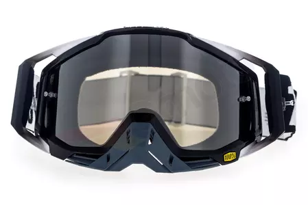 Gafas de moto 100% Porcentaje Racecraft Abyss color negro cristal negro espejo plata-2