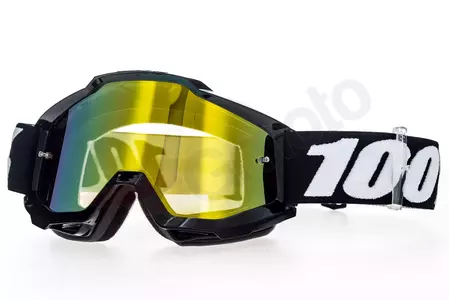 Gafas de moto 100% Percent modelo Accuri Tornado color negro cristal dorado espejo-1