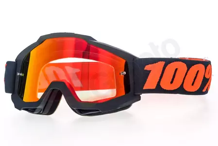 Gafas de moto 100% Percent modelo Accuri Gunmetal color negro/rojo espejo cristal rojo - 50210-025-02