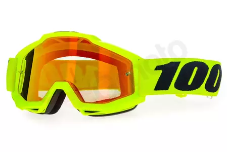 Gafas de moto 100% Porcentaje modelo Accuri Fluo Amarillo color fluo cristal rojo espejo-1