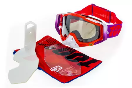 Gafas de moto 100% Porcentaje Racecraft Color sandía rojo/granate cristal plata espejo-11