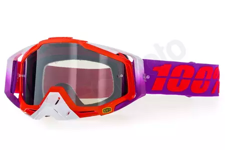 Gafas de moto 100% Porcentaje Racecraft Color sandía rojo/granate cristal plata espejo-1