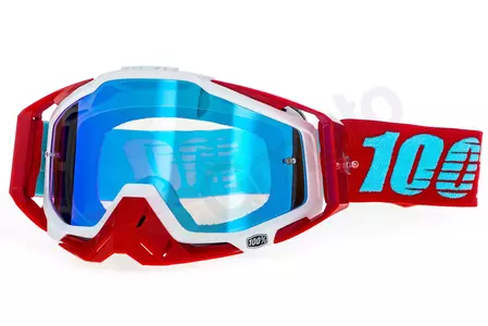 Gafas de moto 100% Porcentaje Racecraft Kepler color rojo/blanco cristal azul espejo-1
