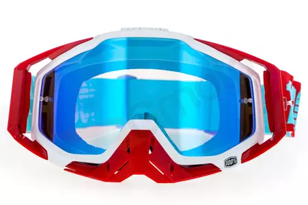 Gafas de moto 100% Porcentaje Racecraft Kepler color rojo/blanco cristal azul espejo-2