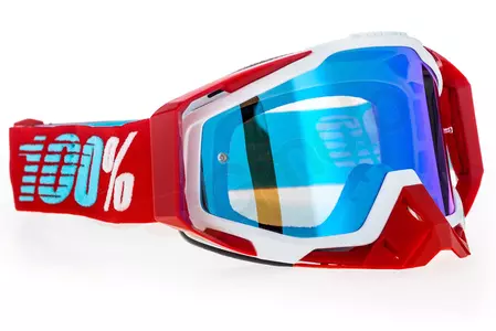 Gafas de moto 100% Porcentaje Racecraft Kepler color rojo/blanco cristal azul espejo-3