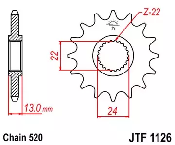 Zębatka przód JT JTF1126.16, 16z rozmiar 520 - JTF1126.16