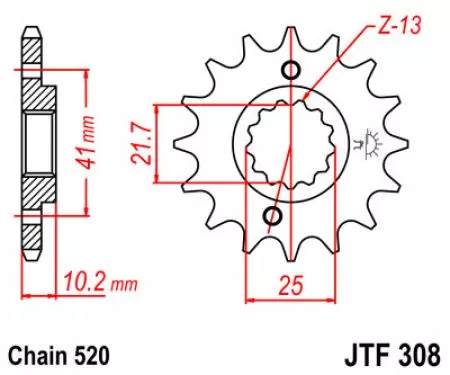 Forreste tandhjul JT JTF308.15, 15z størrelse 520-2