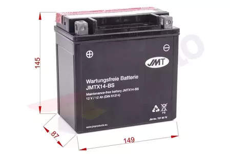 Neподдържана батерия 12V 12Ah JMT YTX14-BS (WP14-B)-2