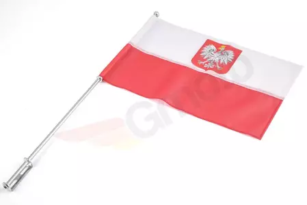 Maszt motocyklowy flagi + flaga godło Polska