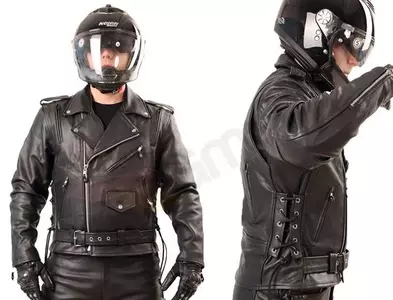 L&J Rypard Correas de cuero chaqueta de moto negro M-5