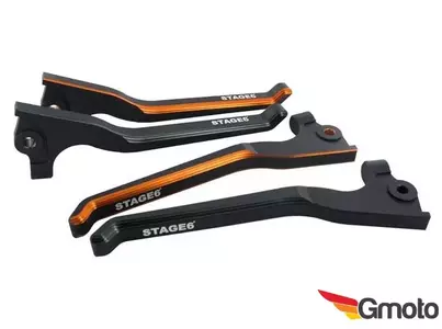 Двуцветни спирачни дръжки Stage6 CNC, черни и оранжеви - S6-SSP105-5/OR