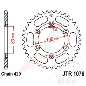 JT roda dentada traseira JTR1076.52, 52z tamanho 420 - JTR1076.52