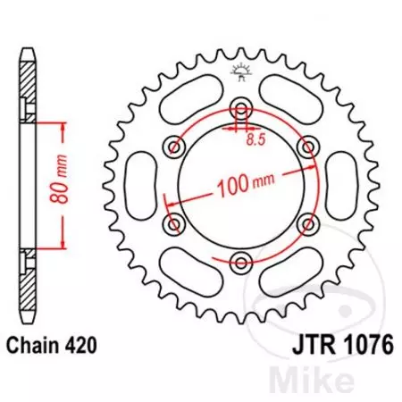 Kettenrad hinten Stahl JT JTR1076.48, 48 Zähne Teilung 420-2