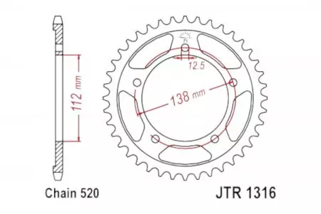 Zębatka tył stalowa JTR1316 rozmiar 520