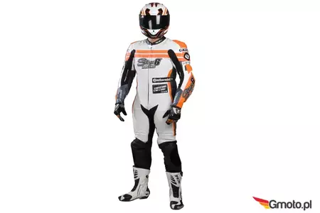 "Stage6 Racing MKII" vientisas motociklininko kostiumas, baltas, 48 - S6-0853/48