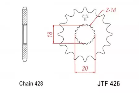 Predné reťazové koleso JT JTF426.13, 13z veľkosť 428 - JTF426.13