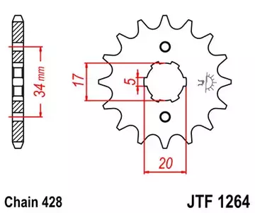 Piñón delantero JT JTF1264.14, 14z tamaño 428 - JTF1264.14