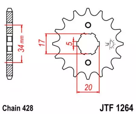 Forreste tandhjul JT JTF1264.14, 14z størrelse 428-2
