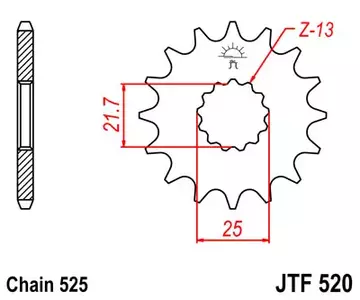 Roda dentada dianteira JT JTF520.15, 15z tamanho 525