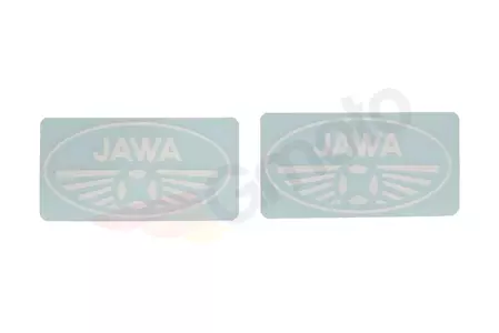 Bela nalepka z logotipom Jawa 2 kosa. - 121916