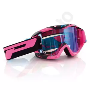 Óculos de proteção para motociclistas Progrip FL Riot 3450 fúcsia fluo preto lente azul espelhada - PG3450/16FXF/BK